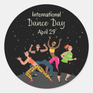 Adesivo Redondo Dia Internacional da Dança Dia Mundial da Dança