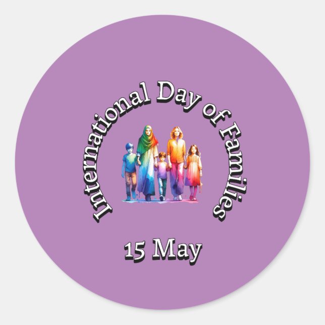 Adesivo Redondo Dia Internacional da Família: 15 de maio (Frente)