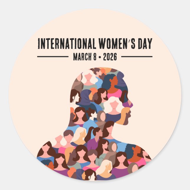 Adesivo Redondo Dia Internacional da Mulher (Frente)