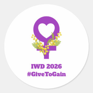 Adesivo Redondo Dia Internacional da Mulher 2026 IWD Dar Para Ganh