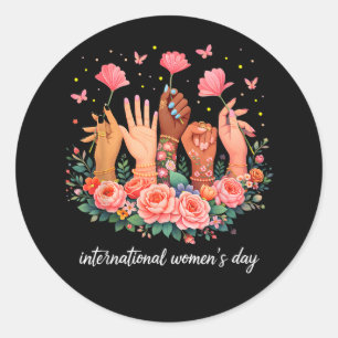 Adesivo Redondo Dia Internacional da Mulher 8 Março 2026