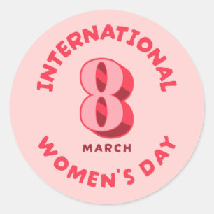 Adesivo Redondo Dia Internacional da Mulher Rosa, 8 de março
