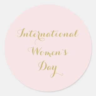 Adesivo Redondo Dia Internacional da Mulher Rosa Dourado