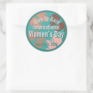Adesivo Redondo Dia Internacional das Mulheres 8 de Março. 2026