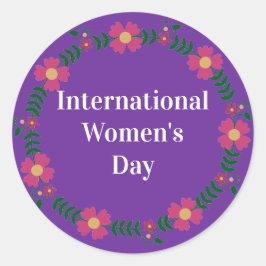 Adesivo Redondo Dia Internacional das Mulheres Roxas