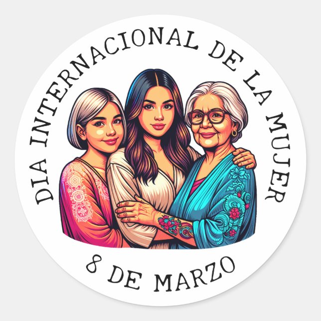 Adesivo Redondo Día Internacional de la Mujer | Dia da Mulher (Frente)