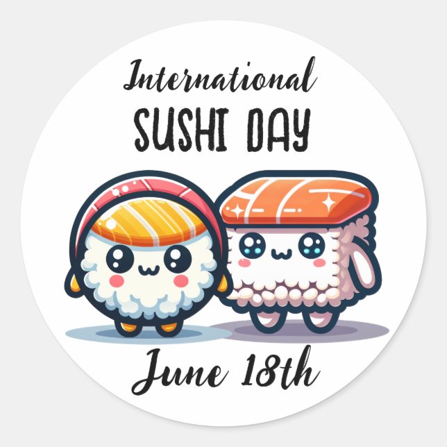 Adesivo Redondo Dia Internacional de Sushi _ 18 de junho (Frente)