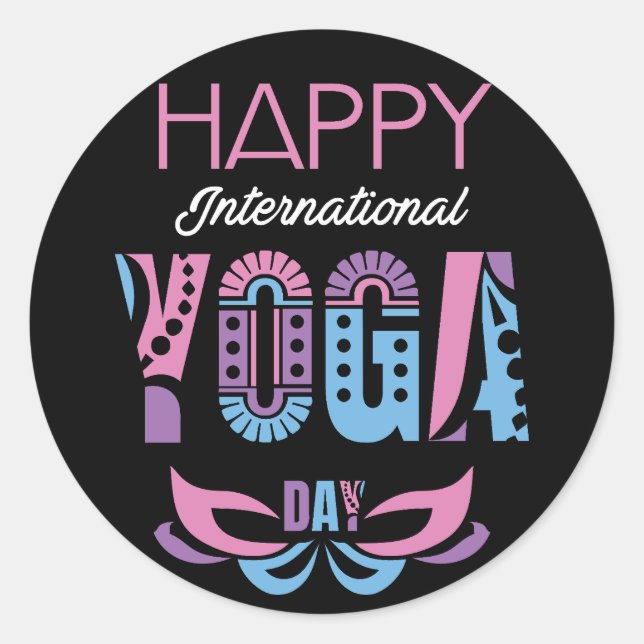 Adesivo Redondo Dia Internacional do Ioga (Frente)