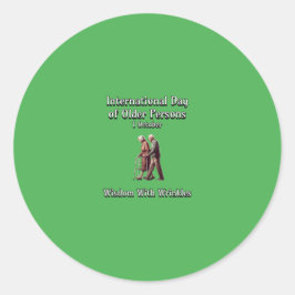 Adesivo Redondo Dia Internacional dos Idosos. Sabedoria.