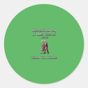 Adesivo Redondo Dia Internacional dos Idosos. Sabedoria.
