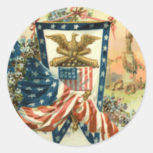 Adesivo Redondo Dia Memorial da Guerra Civil da Flor dos EUA