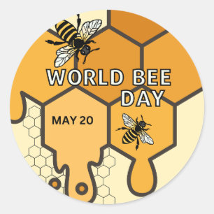 Adesivo Redondo Dia Mundial da Abelha