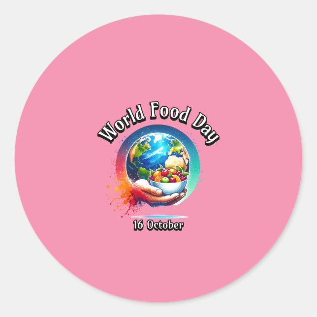 Adesivo Redondo Dia Mundial da Comida. 16 de outubro (Frente)