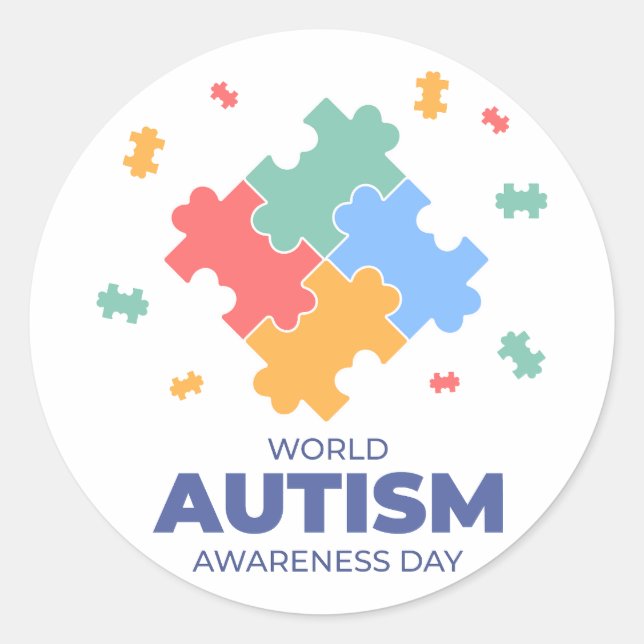 Adesivo Redondo Dia Mundial da Consciência do Autismo (Frente)