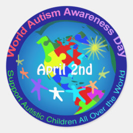 Adesivo Redondo Dia Mundial da Consciência do Autismo