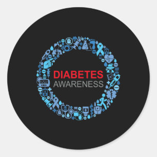Adesivo Redondo Dia Mundial da Diabetes Consciência da Diabetes