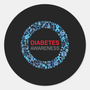 Adesivo Redondo Dia Mundial da Diabetes Consciência da Diabetes