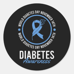 Adesivo Redondo Dia Mundial da Diabetes Novembro Sensibilização pa