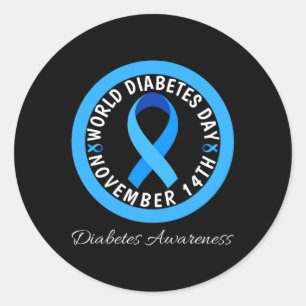 Adesivo Redondo Dia Mundial da Diabetes Tipo 1 Awarenes da Diabete