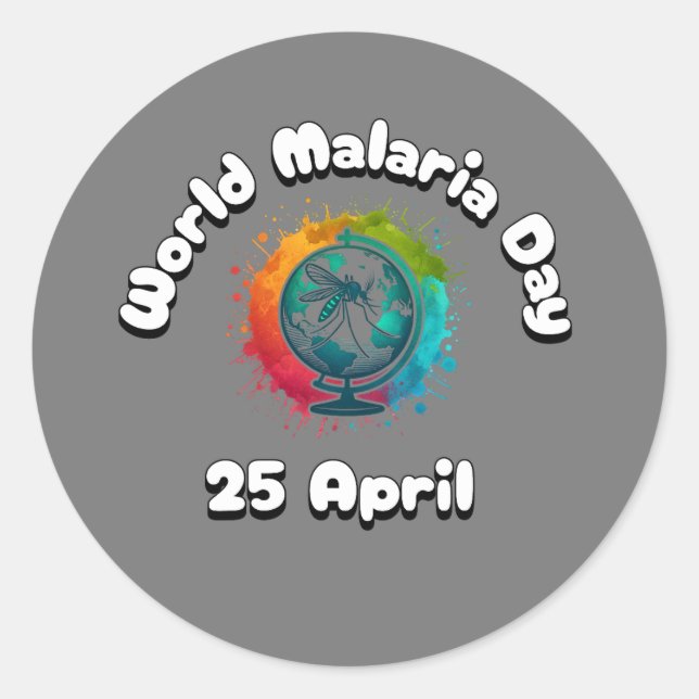 Adesivo Redondo Dia Mundial da Malária (Frente)