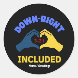 Adesivo Redondo Dia Mundial da Síndrome de Down Incluído à Direita