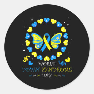 Adesivo Redondo Dia Mundial da Síndrome de Down Para Combater Idei