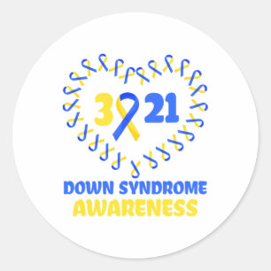 Adesivo Redondo Dia Mundial da Síndrome de Down Para Combater Idei