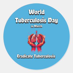 Adesivo Redondo Dia Mundial da Tuberculose. Erradicar Tuberculose