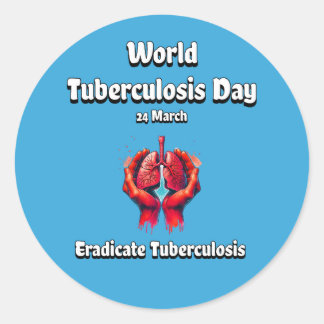 Adesivo Redondo Dia Mundial da Tuberculose. Erradicar Tuberculose