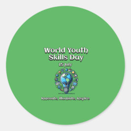 Adesivo Redondo Dia Mundial das Competências da Juventude. Ilumine