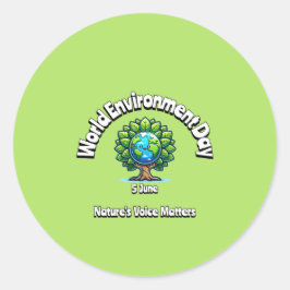 Adesivo Redondo Dia Mundial do Ambiente. 5 de junho