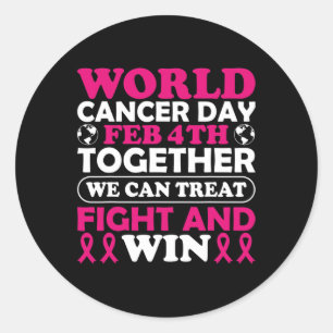 Adesivo Redondo Dia Mundial do Cancer 4º Fev Juntos Podemos Tratar