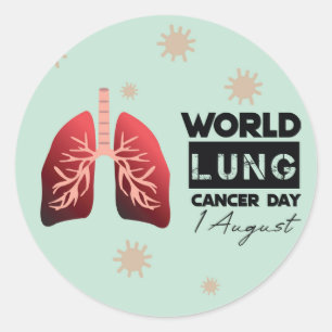 Adesivo Redondo Dia Mundial do Cancer Pulmonar 1 de agosto
