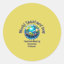 Adesivo Redondo Dia Mundial dos Professores. Professores A Moldar 