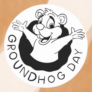 Adesivo Redondo Dia Negro Feliz da Marmota