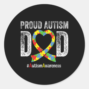 Adesivo Redondo Dia Orgulhoso Autismo Pai Autismo Quebra-cabeça