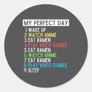 Adesivo Redondo Dia Perfeito Anime Jogos Ramen Amante Engraçado Co