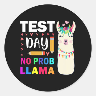 Adesivo Redondo Dia sem Prob-llama Llama Testando o Professor Dia 
