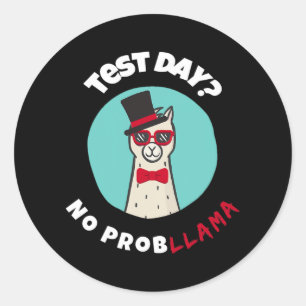 Adesivo Redondo Dia sem problemas Teste engraçado Llama Design