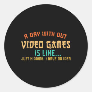 Adesivo Redondo Dia sem Videos games Jogadores Engraçados Ki
