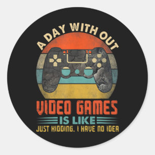 Adesivo Redondo Dia sem Videos games Jogadores Engraçados Ki