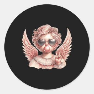 Adesivo Redondo Dia Valentino do Namorados de Cupido Retroativo