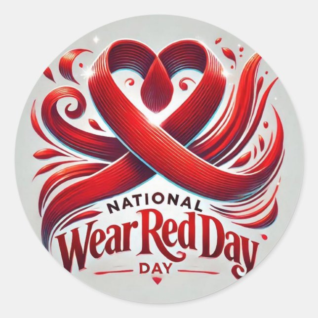 Adesivo Redondo Dia Vermelho do Visto Nacional (Frente)