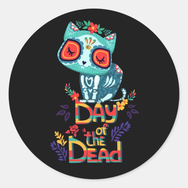 Adesivo Redondo Dia vetorial do desenho morto (Frente)