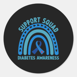 Adesivo Redondo Diabetes Azul Suporte à Diabetes Esquadrão Sensibi