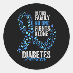 Adesivo Redondo Diabetes Consciência Mês Borboletas Azul Fita