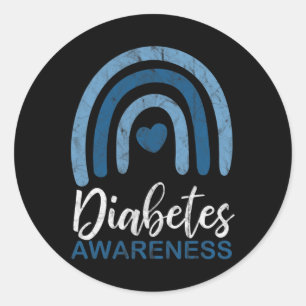 Adesivo Redondo Diabetes Consciência Mês Retroativo Arco-Íris T1 T