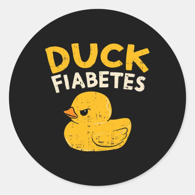 Adesivo Redondo Diabetes Divertidos Sensibilização Duck Fiabetes E (Frente)