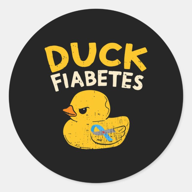 Adesivo Redondo Diabetes Divertidos Sensibilização Duck Fiabetes E (Frente)