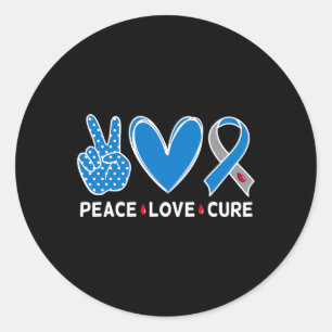 Adesivo Redondo Diabetes Guerreiro Consciência Azul Paz Amor Cura 
